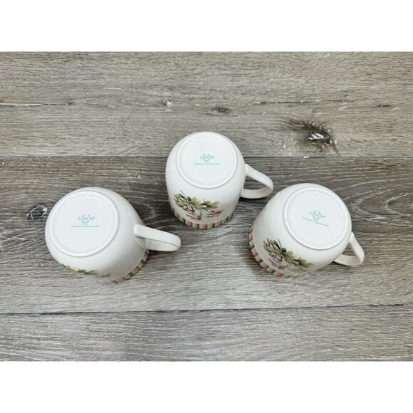 Lenox European Garden Collection 4 Herbal Garden Coffee Cups Green Floral/Pink - Picture 5 of 7